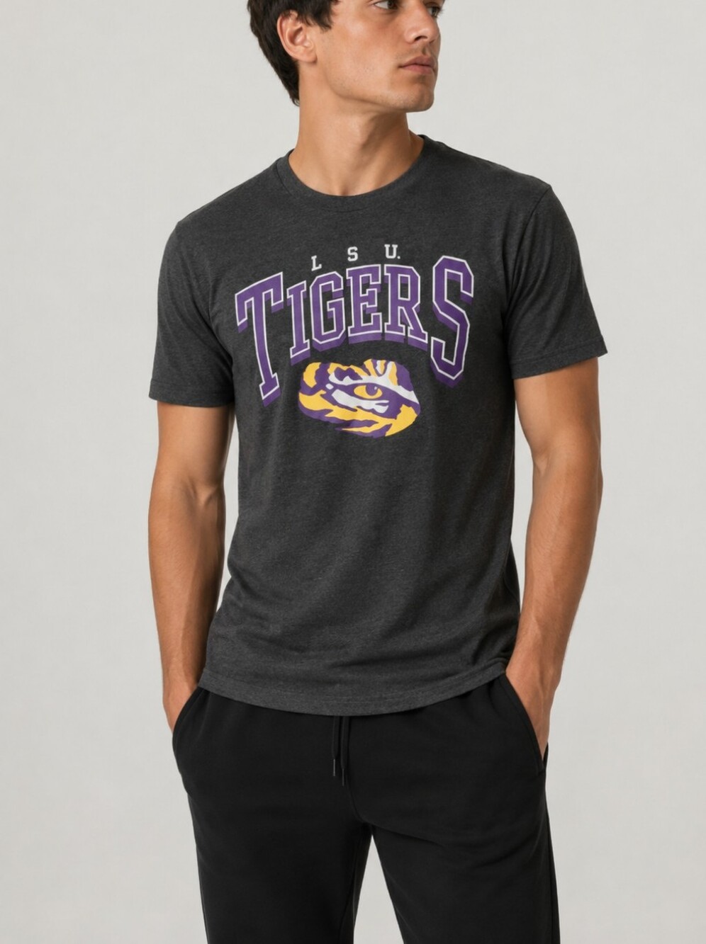 LSU Tigers Men's Size Small Charcoal Gray Graphic Tee By Captivating New W/ Tags